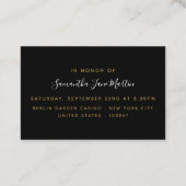 Carte De Visite Billet Bachelorette Bachelorette Diamant Noir & Or (Dos)