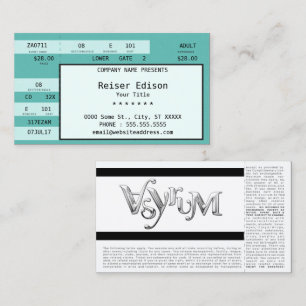 Carte De Visite Billet concert turquoise