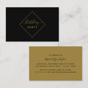 Carte De Visite Billet d'anniversaire Black & Gold Diamond