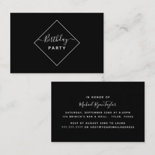 Carte De Visite Billet d'anniversaire de la fête du diamant noir e
