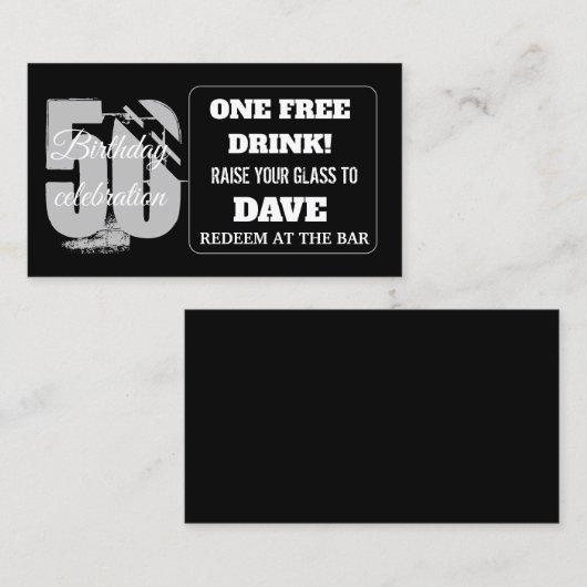 Carte De Visite Billet d'anniversaire jeton de bar d'anniversaire (Devant / Derrière)