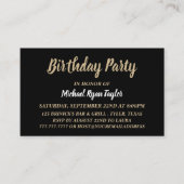 Carte De Visite Billet d'anniversaire simple et moderne, noir/or (Devant)