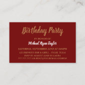 Carte De Visite Billet d'anniversaire simple et moderne, rouge et (Devant)