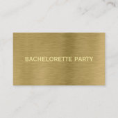 Carte De Visite Billet de Bachelorette de Faux Gold Metal Texture (Devant)
