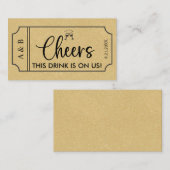 Carte De Visite Billet de billet Gold Mariage Drink (Devant / Derrière)