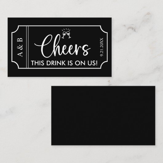 Carte De Visite Billet de billet pour le Mariage noir (Devant / Derrière)