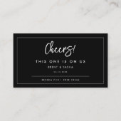 Carte De Visite Billet de boisson mariage noir moderne contemporai (Devant)