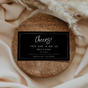 Carte De Visite Billet de boisson mariage noir moderne contemporai