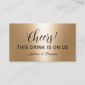 Carte De Visite Billet de boisson Modern Gold Floral Ventilateur d (Dos)