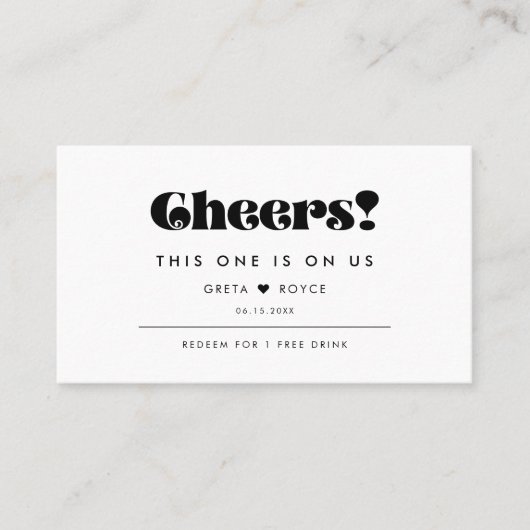 Carte De Visite Billet de boisson vintage Retro Script Mariage (Devant)