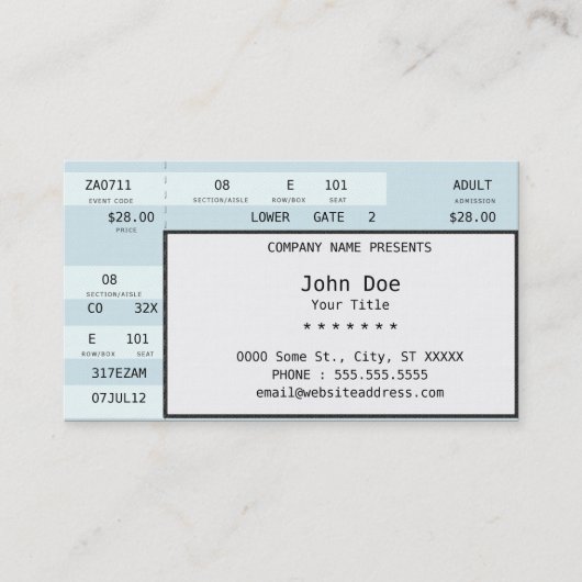 Carte De Visite billet de concert (Devant)