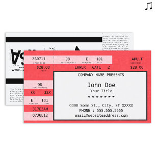 Carte De Visite billet de concert (personnalisable)