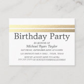 Carte De Visite Billet de fête d'anniversaire Chic Gold Foil (Devant)