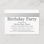Carte De Visite Billet de fête d'anniversaire Chic Silver Foil Str (Devant)