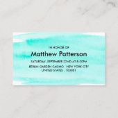 Carte De Visite Billet de la partie de baccalauréat d'aquarelle (Dos)