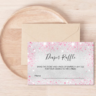 Carte De Visite Billet de tombola fille parties scintillant rose a