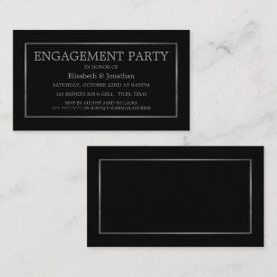 Carte De Visite Billet d'engagement moderne/élégant en noir/argent