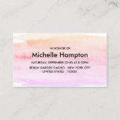 Carte De Visite Billet d'entrée Bachelorette d'aquarelle (Dos)