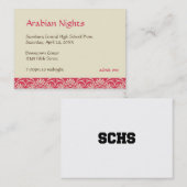 Carte De Visite Billet d'entrée en or rouge arabal prom (Devant / Derrière)