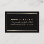 Carte De Visite Billet d'entrée noir & or élégant (Devant)