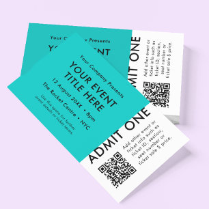 Carte De Visite Billet d'événement   Billet concert Turquoise mini