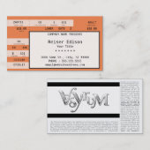 Carte De Visite billet orange de concert (Devant / Derrière)