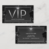 Carte De Visite Billet personnalisé Black & Silver Chic Glam VIP (Devant / Derrière)