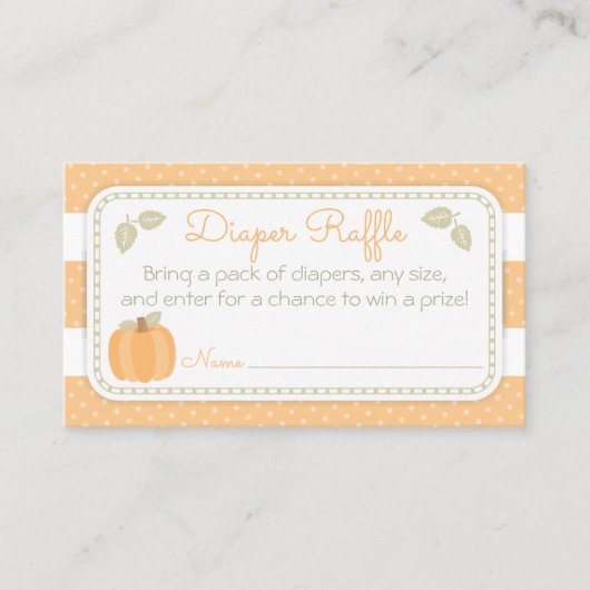 Carte De Visite Billet Petit Baby shower Citrouille Repas de (Devant)