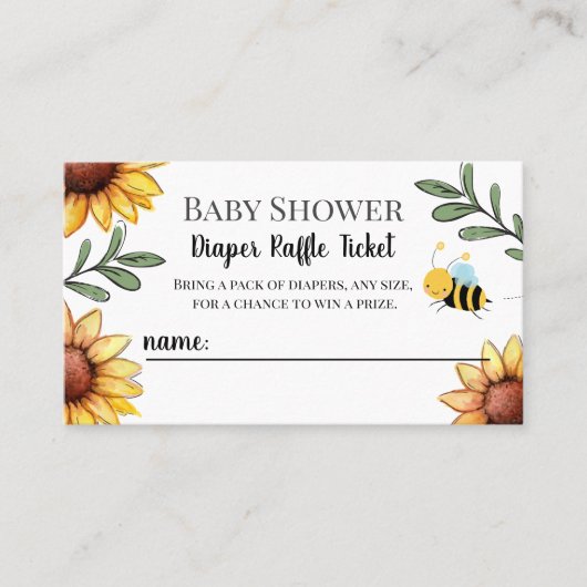 Carte De Visite Billet rabat au Baby shower d'abeilles (Devant)