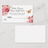 Carte De Visite Billet rabat Baby shower papillon floral (Devant / Derrière)