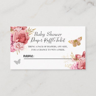 Carte De Visite Billet rabat Baby shower papillon floral