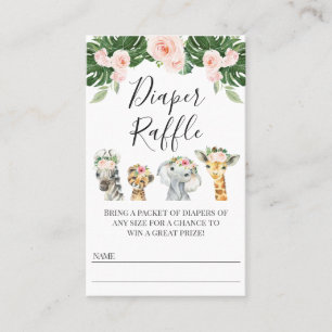 Carte De Visite Billet rabat Baby shower Safari Floral