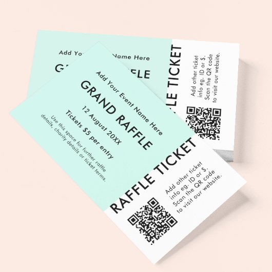 Carte De Visite Billet Raffle Mint QR Code Prix Draw Evénement Tic