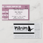 Carte De Visite billet rose de concert (Devant / Derrière)