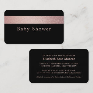 Carte De Visite Billet rose Gold Foil, Baby shower noir