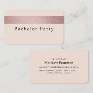 Carte De Visite Billet rose Gold Foil, Bachelor Party