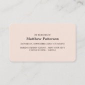 Carte De Visite Billet rose Gold Foil, Bachelor Party (Dos)