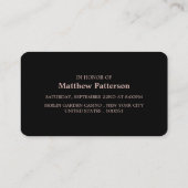 Carte De Visite Billet rose Gold Foil, Bachelor Party (Dos)