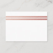 Carte De Visite Billet rose Gold Foil Stripes, Baby shower blanc (Dos)