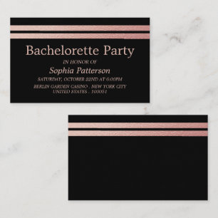 Carte De Visite Billet rose Gold Foil Stripes Bachelorette Party