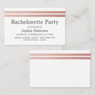 Carte De Visite Billet rose Gold Foil Stripes Bachelorette Party