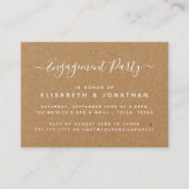 Carte De Visite Billet Rustic Country Kraft Engagement Party (Devant)