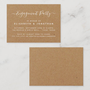 Carte De Visite Billet Rustic Country Kraft Engagement Party