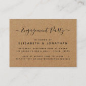 Carte De Visite Billet Rustic Country Kraft Engagement Party (Devant)