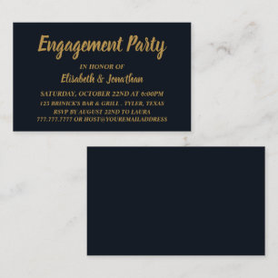 Carte De Visite Billet simple et moderne Blue/Gold Engagement Part