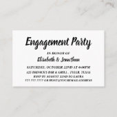 Carte De Visite Billet simple/moderne Black/White Engagement Party (Devant)