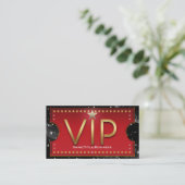 Carte De Visite Billet VIP personnalisé Black Red Gold & Silver Gl (Debout devant)