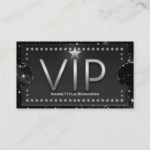 Carte De Visite Billet VIP personnalisé Black & Silver Chic Glam