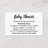 Carte De Visite Billets de Baby shower simple et moderne, noir et  (Devant)