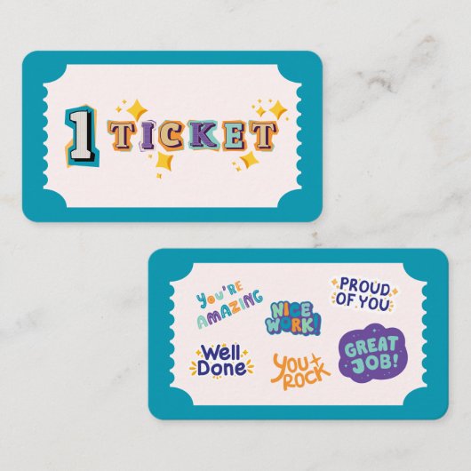 Carte De Visite Billets de récompense pour les enfants pour un bon (Devant / Derrière)